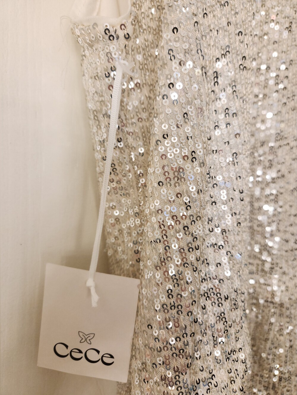 CeCe Silver Sequin Ruffle Top - Picture 9 of 12